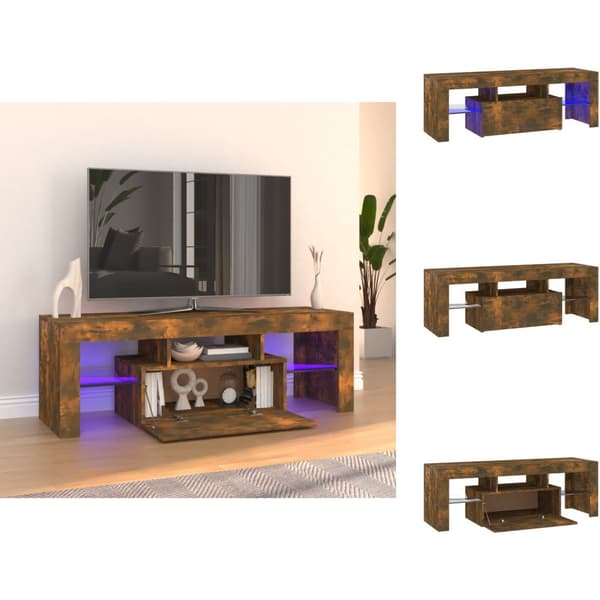 TV-møbler - Living tv-bord med LED-lys 120x35x40 cm røget eg