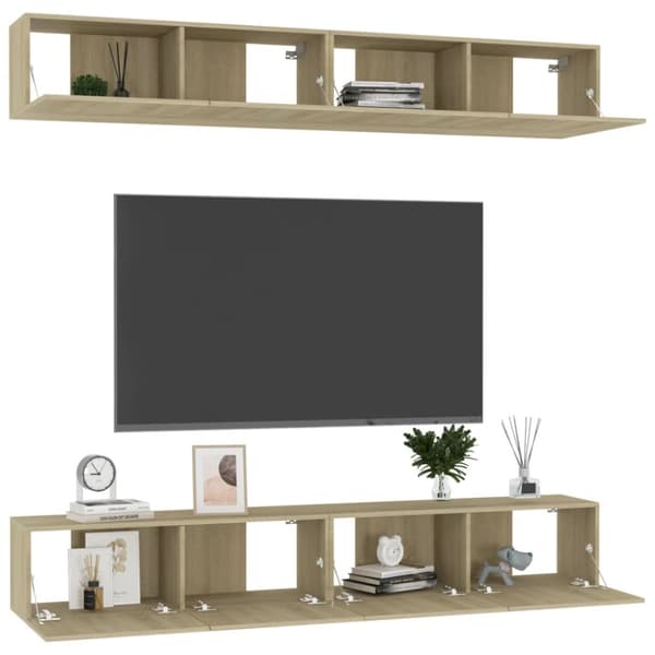 TV-tasot - Living TV-tasot 4 kpl Sonoma-tammi 100x30x30 cm tekninen puu