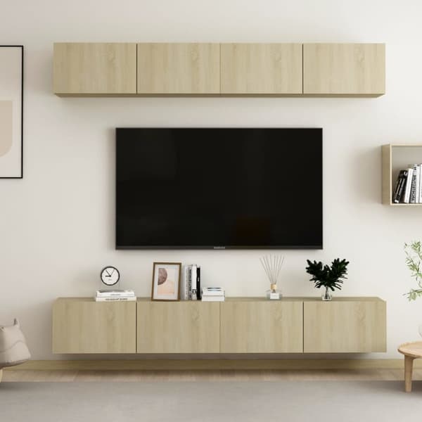 TV-tasot - Living TV-tasot 4 kpl Sonoma-tammi 100x30x30 cm tekninen puu