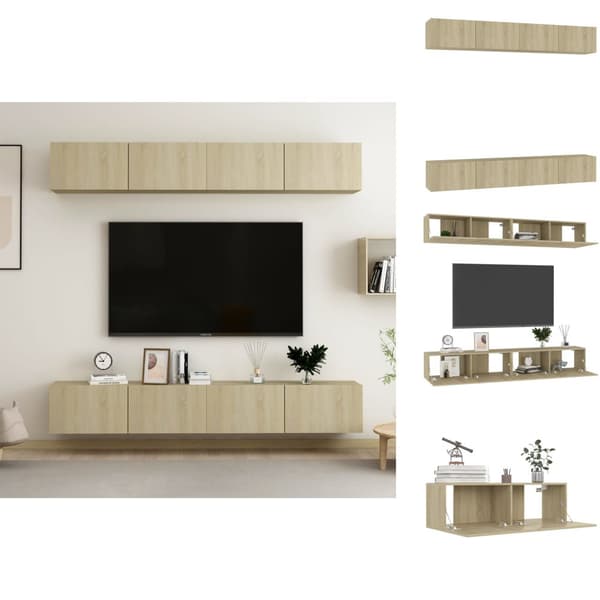 TV-tasot - Living TV-tasot 4 kpl Sonoma-tammi 100x30x30 cm tekninen puu
