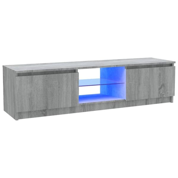 TV-bänkar - Living TV-bänk med LED-belysning grå sonoma 120x30x35,5 cm