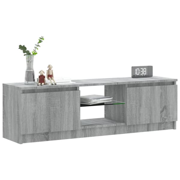 TV-bänkar - Living TV-bänk med LED-belysning grå sonoma 120x30x35,5 cm