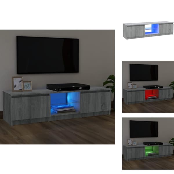 TV-bänkar - Living TV-bänk med LED-belysning grå sonoma 120x30x35,5 cm