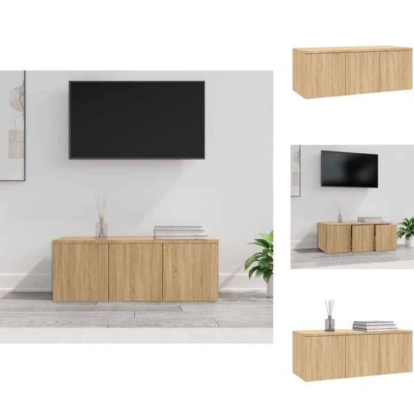 TV-møbler - Living tv-skab 80x34x30 cm spånplade sonoma-eg