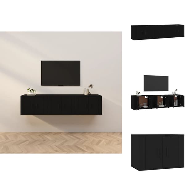 TV-bänkar - Living Väggmonterade tv-skåp 3 st svart 57x34,5x40 cm