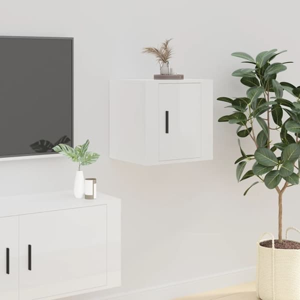 TV-bänkar - Living Väggmonterad tv-bänk vit högglans 40x34,5x40 cm