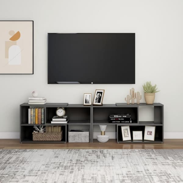 TV-bänkar - Living TV-bänk grå högglans 149x30x52 cm spånskiva