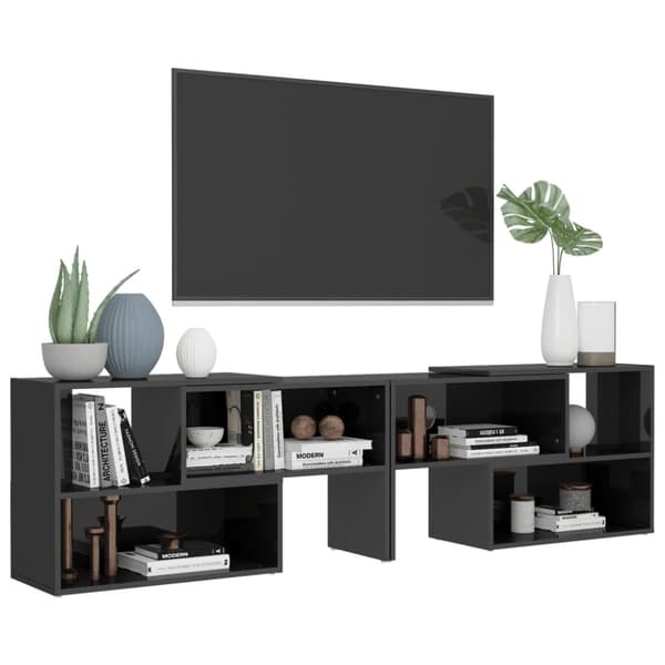 TV-bänkar - Living TV-bänk grå högglans 149x30x52 cm spånskiva
