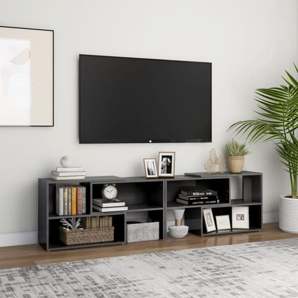 TV-bänkar - Living TV-bänk grå högglans 149x30x52 cm spånskiva