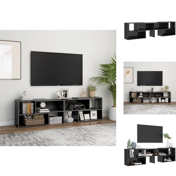 TV-bänkar - Living TV-bänk grå högglans 149x30x52 cm spånskiva