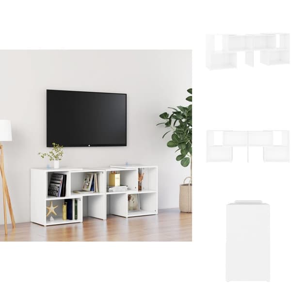 TV-møbler - Living tv-skab 104x30x52 cm konstrueret træ hvid