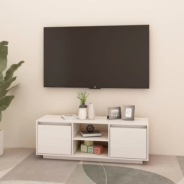 TV-møbler - Living tv-skab 110x30x40 cm massivt fyrretræ hvid