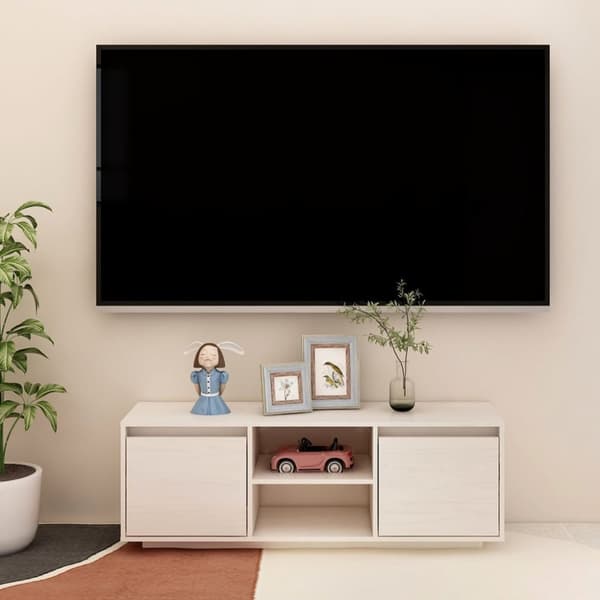TV-møbler - Living tv-skab 110x30x40 cm massivt fyrretræ hvid