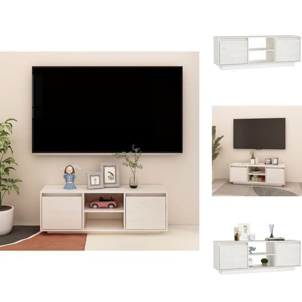 TV-møbler - Living tv-skab 110x30x40 cm massivt fyrretræ hvid
