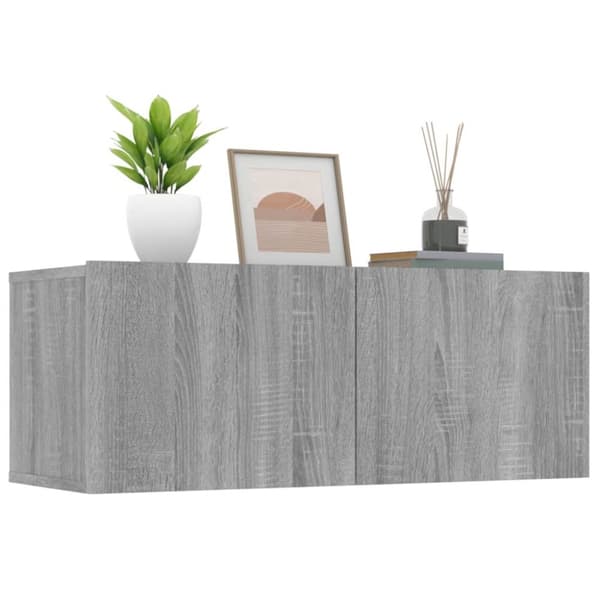 TV-møbler - Living tv-skabe 2 stk. 80x30x30 cm konstrueret træ grå sonoma-eg