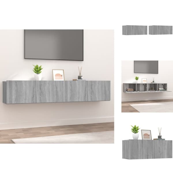 TV-møbler - Living tv-skabe 2 stk. 80x30x30 cm konstrueret træ grå sonoma-eg