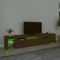 Miniatyrbild 5 av 11: TV-bänkar - Living Tv-bänk med LED-belysning brun ek 215x36,5x40 cm