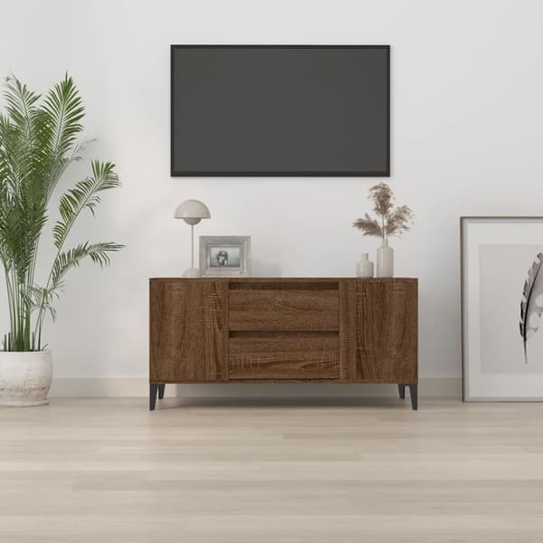 TV-bänkar - Living Tv-bänk brun ek 102x44,5x50 cm konstruerat trä