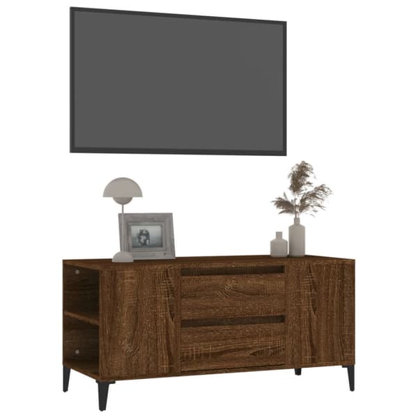 TV-bänkar - Living Tv-bänk brun ek 102x44,5x50 cm konstruerat trä