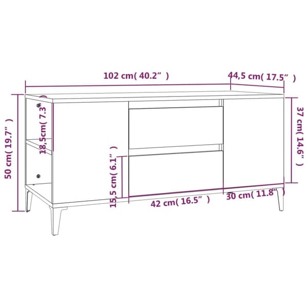 TV-bänkar - Living Tv-bänk brun ek 102x44,5x50 cm konstruerat trä