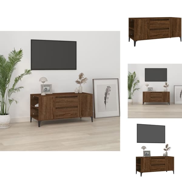 TV-bänkar - Living Tv-bänk brun ek 102x44,5x50 cm konstruerat trä