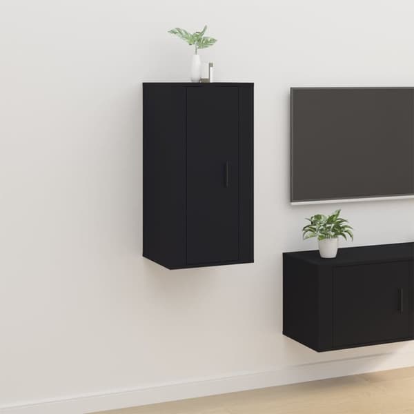 TV-bänkar - Living Väggmonterad tv-bänk svart 40x34,5x80 cm