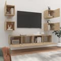 Miniatyrbillede 4 af 11: TV-møbler - Living tv-skabssæt 6 dele konstrueret træ sonoma-eg