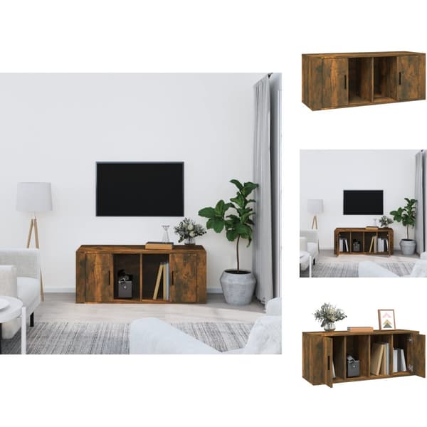 TV-møbler - Living tv-bord 100x35x40 cm konstrueret træ røget egetræsfarve
