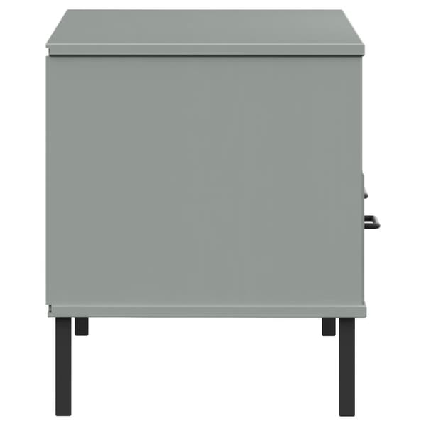 TV-møbler - Living tv-bord med metalben OSLO massivt fyrretræ grå