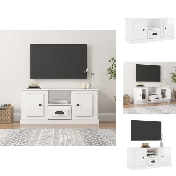 TV-møbler - Living tv-bord 100x35,5x45 cm konstrueret træ hvid højglans