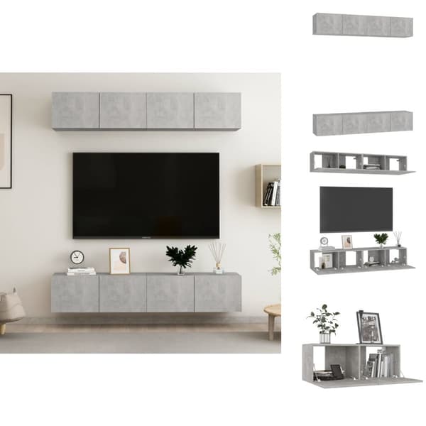 TV-møbler - Living tv-skabe 4 stk. 80x30x30 cm spånplade betongrå