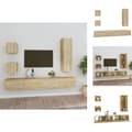 Miniatyrbillede 1 af 11: TV-møbler - Living tv-skabssæt 5 dele konstrueret træ sonoma-eg
