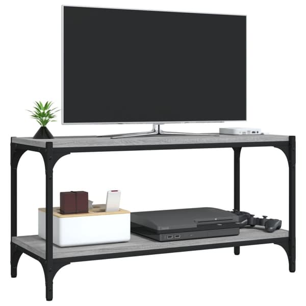 TV-møbler - Living tv-bord 80x33x41 cm konstrueret træ og stål grå sonoma-eg