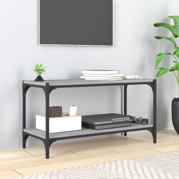 TV-møbler - Living tv-bord 80x33x41 cm konstrueret træ og stål grå sonoma-eg