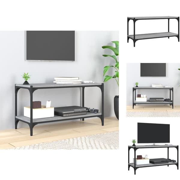 TV-tasot - Living TV-taso harmaa Sonoma 80x33x41 cm tekninen puu ja teräs