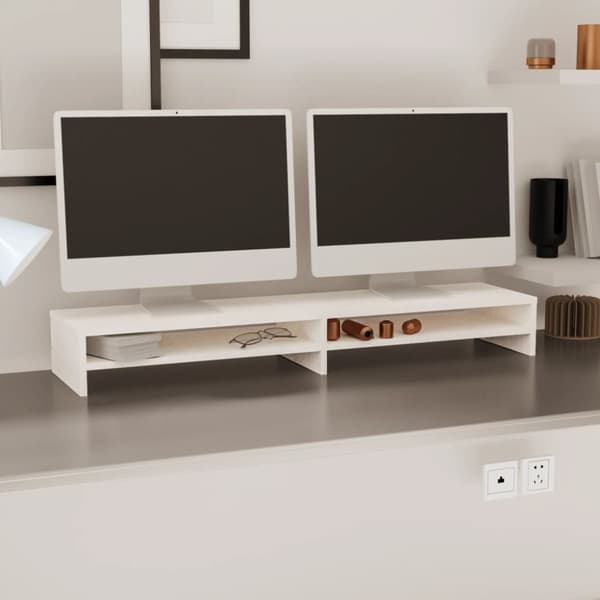 TV-møbler - Living skærmholder 100x24x13 cm massivt fyrretræ hvid