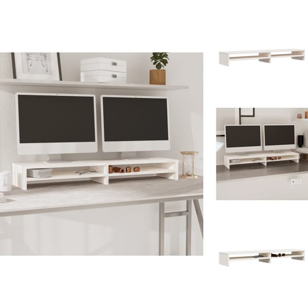 TV-møbler - Living skærmholder 100x24x13 cm massivt fyrretræ hvid
