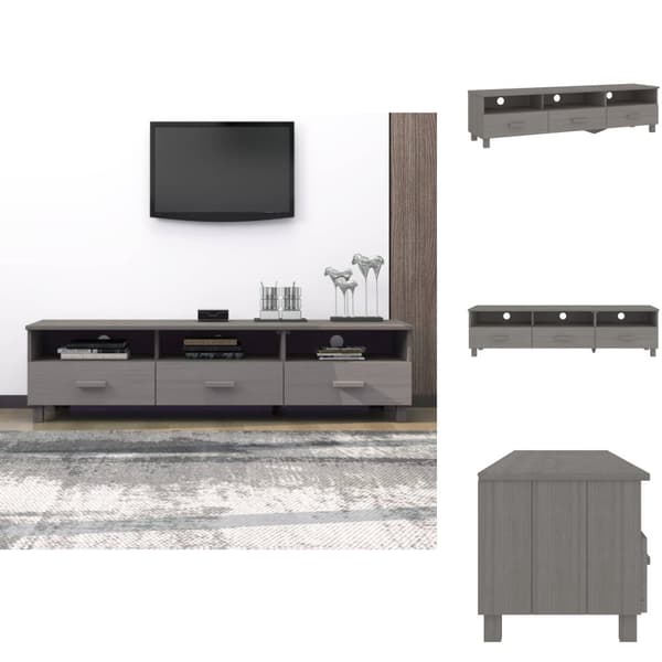 TV-møbler - Living tv-skab HAMAR 158x40x40 cm massivt fyrretræ lysegrå