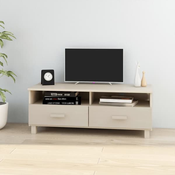 TV-møbler - Living tv-skab HAMAR 106x40x40 cm massivt fyrretræ honningbrun