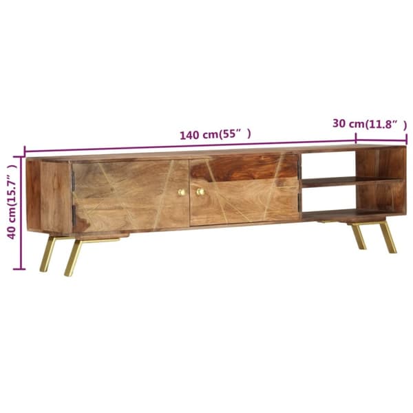 TV-møbler - Living tv-bord 140x30x40 cm massivt sheeshamtræ