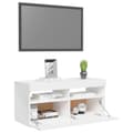 Miniatyrbild 7 av 11: TV-bänkar - Living TV-bänk med LED-belysning vit högglans 90x35x40 cm