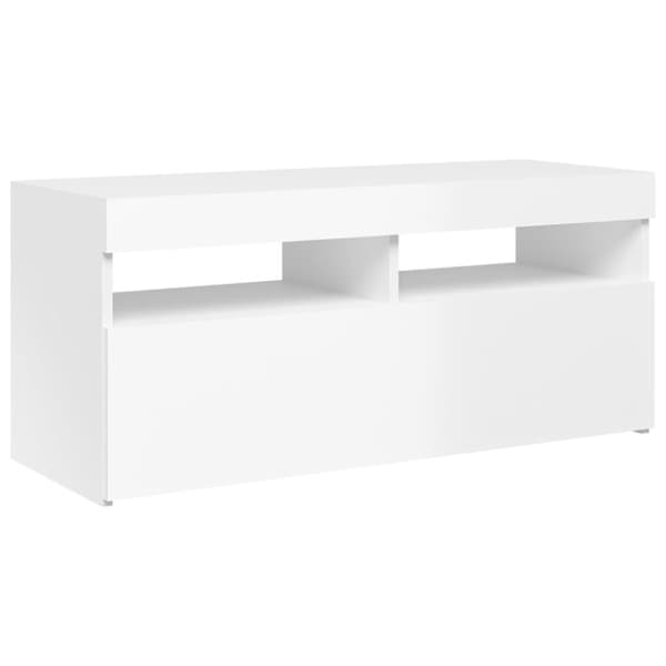 TV-bänkar - Living TV-bänk med LED-belysning vit högglans 90x35x40 cm
