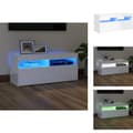 Miniatyrbild 1 av 11: TV-bänkar - Living TV-bänk med LED-belysning vit högglans 90x35x40 cm