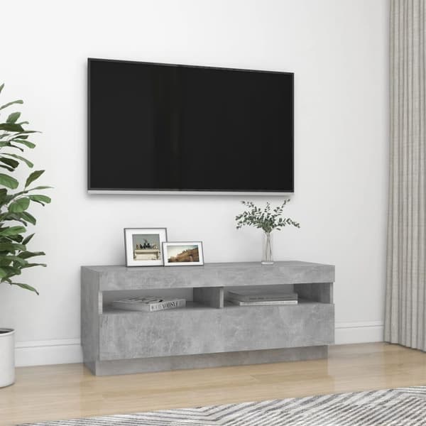 TV-møbler - Living tv-bord med LED-lys 100x35x40 cm betongrå