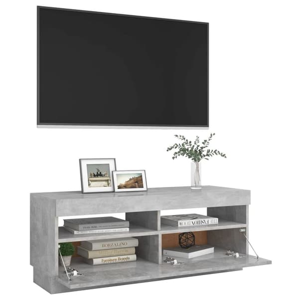 TV-møbler - Living tv-bord med LED-lys 100x35x40 cm betongrå