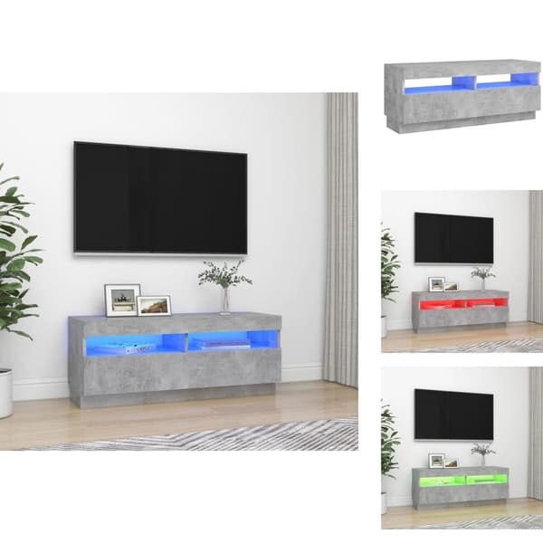 TV-møbler - Living tv-bord med LED-lys 100x35x40 cm betongrå