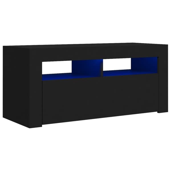 TV-møbler - Living tv-bord med LED-lys 90x35x40 cm sort