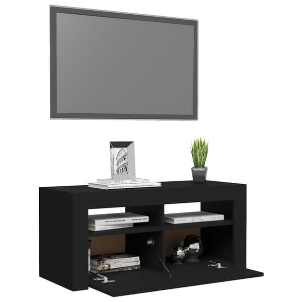 TV-møbler - Living tv-bord med LED-lys 90x35x40 cm sort