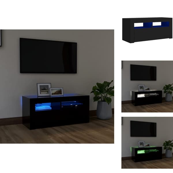 TV-møbler - Living tv-bord med LED-lys 90x35x40 cm sort
