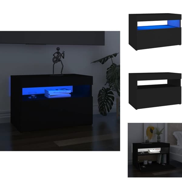 TV-møbler - Living tv-bord med LED-lys 60x35x40 cm sort